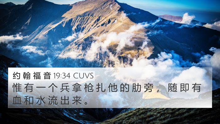 约 翰 福 音 19:34 CUVS Bible Verse Image