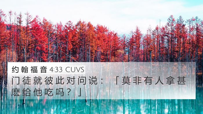 约 翰 福 音 4:33 CUVS 4K Wallpaper - 门 徒 就 彼 此 对 问 说 ： 「 莫 非 - 4K Wallpaper Bible Verse