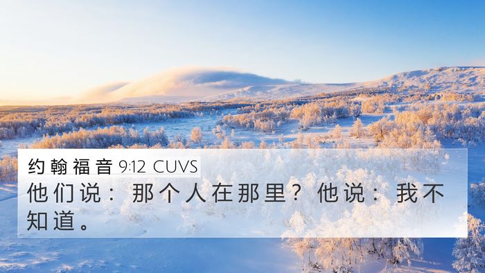 约 翰 福 音 9:12 CUVS 4K Wallpaper - 他 们 说 ： 那 个 人 在 那 里 ？ 他 - 4K Wallpaper Bible Verse