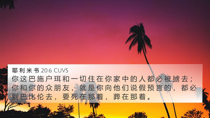 耶 利 米 书 20:6 CUVS 4K Wallpaper - 你 这 巴 施 户 珥 和 一 切 住 在 你 - 4K Wallpaper Bible Verse