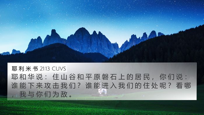 耶 利 米 书 21:13 CUVS Bible Verse Image