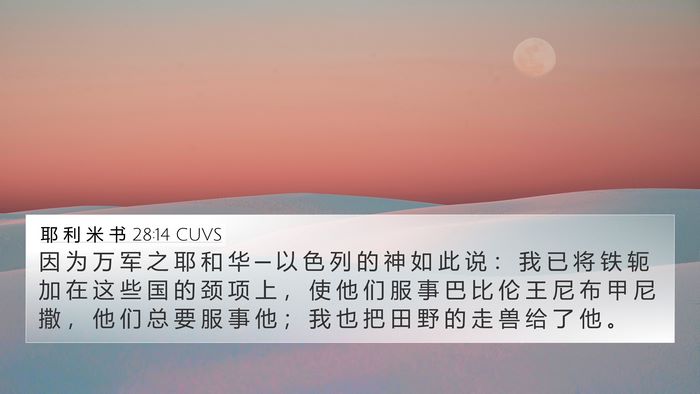 耶 利 米 书 28:14 CUVS Bible Verse Image