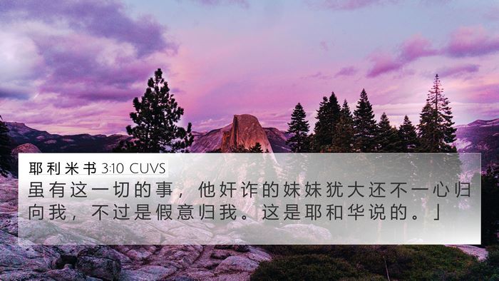 耶 利 米 书 3:10 CUVS 4K Wallpaper - 虽 有 这 一 切 的 事 ， 他 奸 诈 的 - 4K Wallpaper Bible Verse