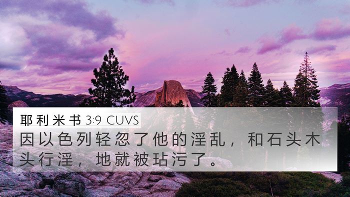 耶 利 米 书 3:9 CUVS Bible Verse Image