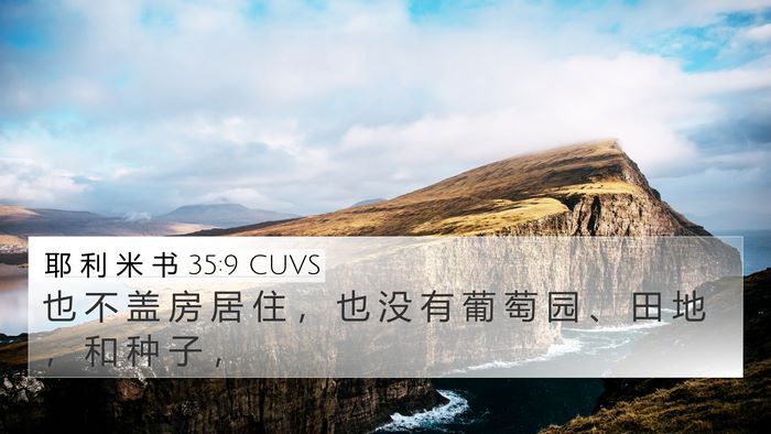 耶 利 米 书 35:9 CUVS 4K Wallpaper - 也 不 盖 房 居 住 ， 也 没 有 葡 萄 - 4K Wallpaper Bible Verse