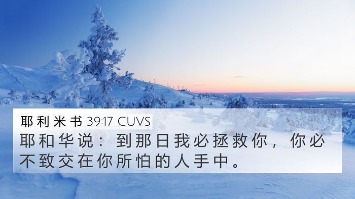耶 利 米 书 39:17 CUVS 4K Wallpaper - 耶 和 华 说 ： 到 那 日 我 必 拯 救 - 4K Wallpaper Bible Verse