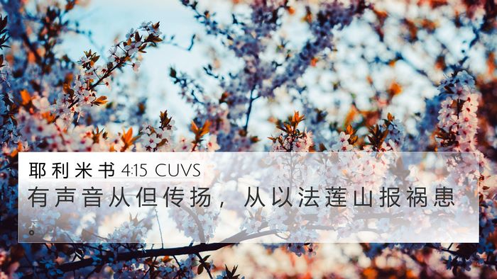 耶 利 米 书 4:15 CUVS 4K Wallpaper - 有 声 音 从 但 传 扬 ， 从 以 法 莲 - 4K Wallpaper Bible Verse