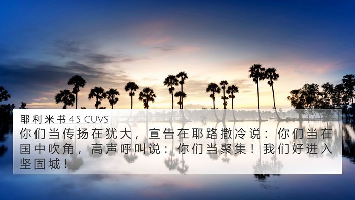 耶 利 米 书 4:5 CUVS Bible Verse Image