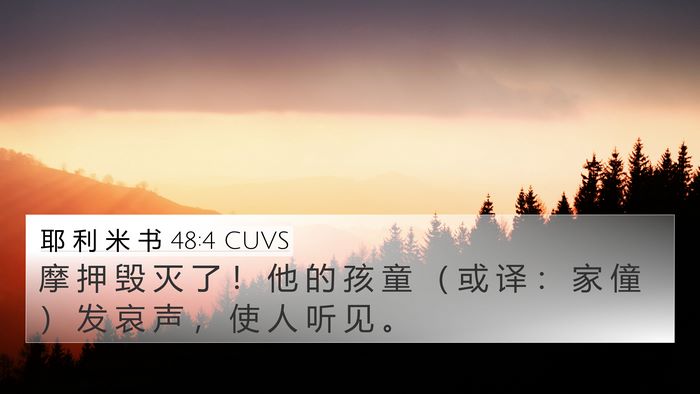 耶 利 米 书 48:4 CUVS 4K Wallpaper - 摩 押 毁 灭 了 ！ 他 的 孩 童 （ 或 - 4K Wallpaper Bible Verse