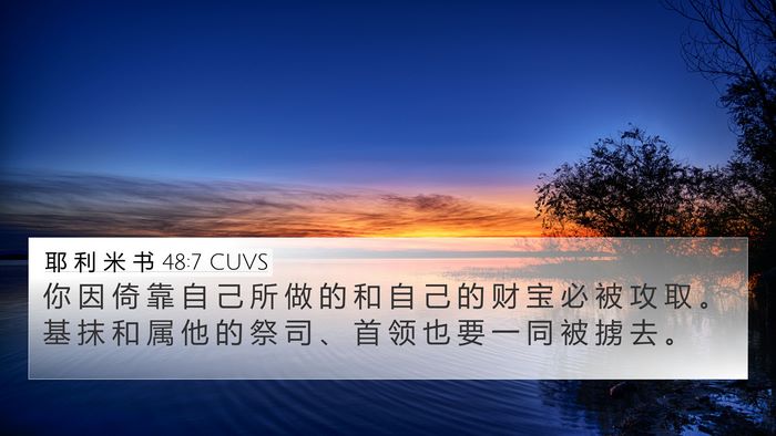耶 利 米 书 48:7 CUVS Bible Verse Image