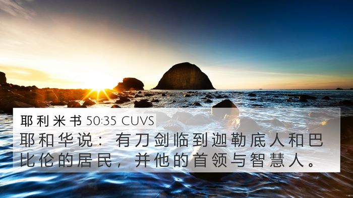 耶 利 米 书 50:35 CUVS Bible Verse Image