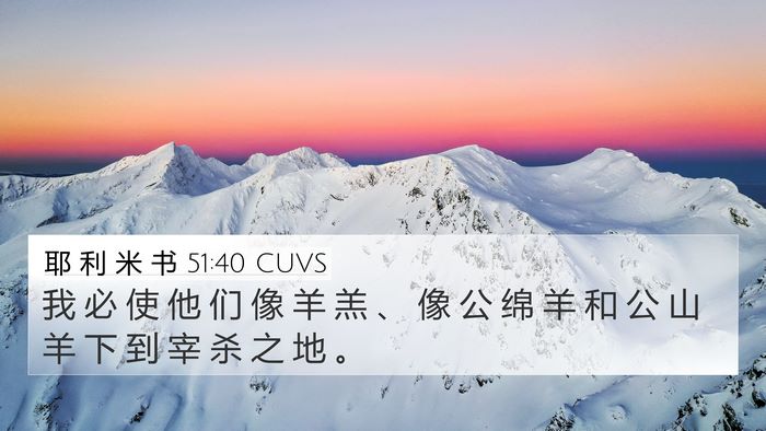 耶 利 米 书 51:40 CUVS 4K Wallpaper - 我 必 使 他 们 像 羊 羔 、 像 公 绵 - 4K Wallpaper Bible Verse