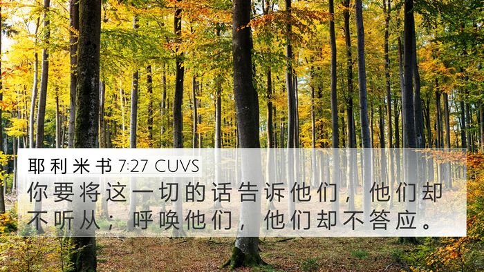 耶 利 米 书 7:27 CUVS 4K Wallpaper - 你 要 将 这 一 切 的 话 告 诉 他 们 - 4K Wallpaper Bible Verse