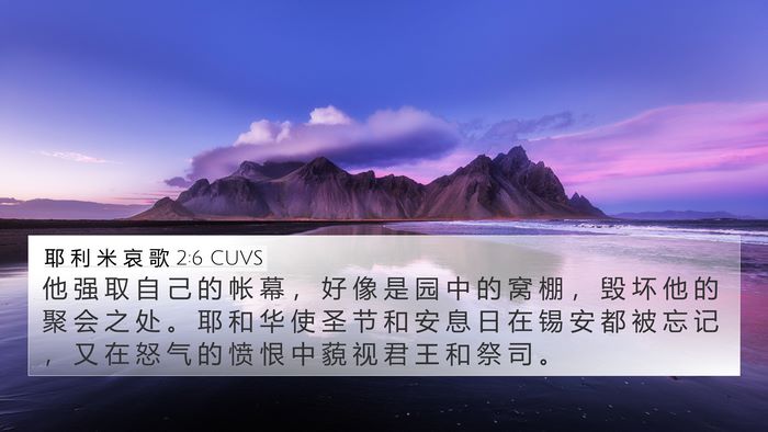耶 利 米 哀 歌 2:6 CUVS Bible Verse Image
