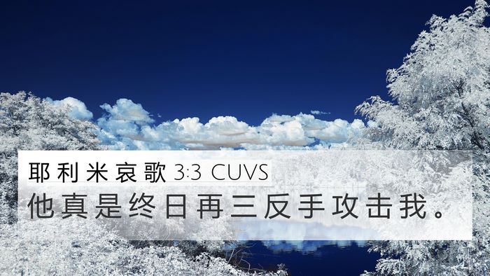 耶 利 米 哀 歌 3:3 CUVS 4K Wallpaper - 他 真 是 终 日 再 三 反 手 攻 击 我 - 4K Wallpaper Bible Verse