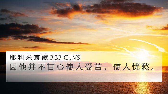 耶 利 米 哀 歌 3:33 CUVS Bible Verse Image