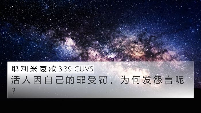耶 利 米 哀 歌 3:39 CUVS Bible Verse Image