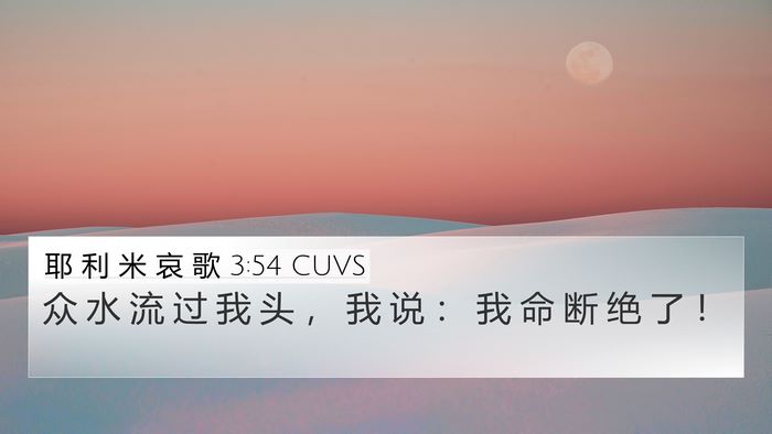 耶 利 米 哀 歌 3:54 CUVS Bible Verse Image