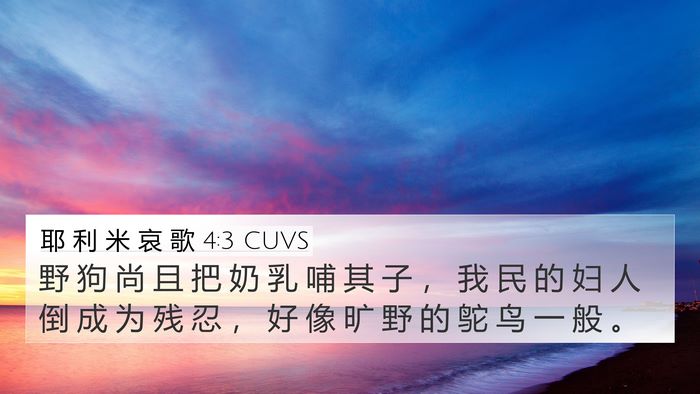 耶 利 米 哀 歌 4:3 CUVS Bible Verse Image