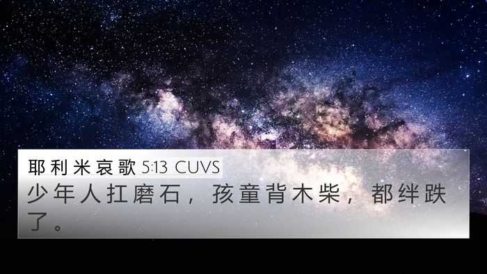 耶 利 米 哀 歌 5:13 CUVS Bible Verse Image