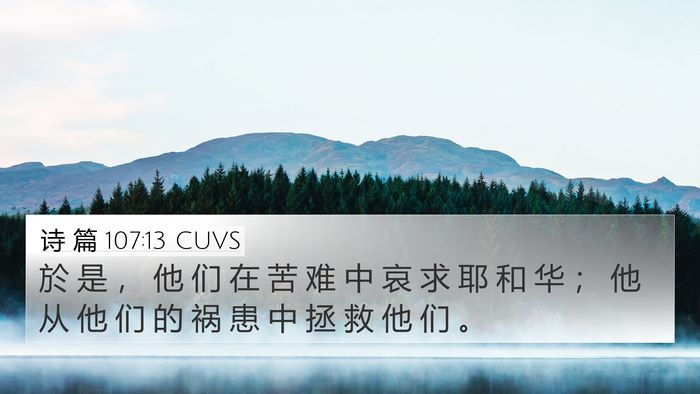 诗 篇 107:13 CUVS Bible Verse Image