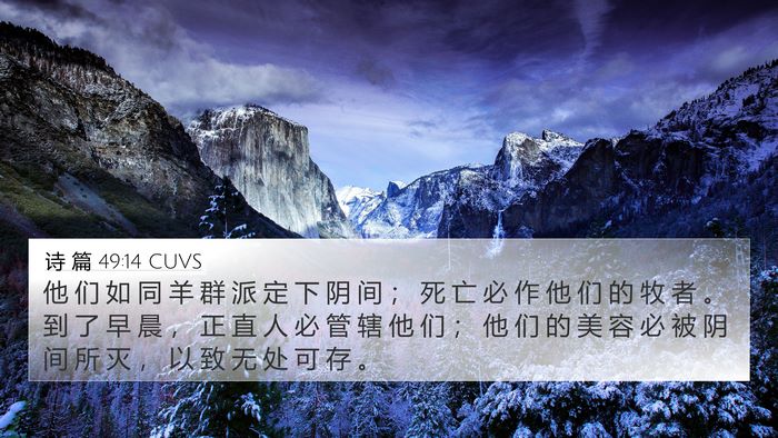 诗 篇 49:14 CUVS Bible Verse Image