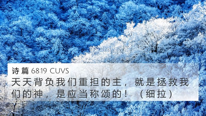 诗 篇 68:19 CUVS 4K Wallpaper - 天 天 背 负 我 们 重 担 的 主 ， 就 - 4K Wallpaper Bible Verse