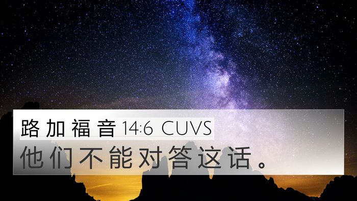 路 加 福 音 14:6 CUVS 4K Wallpaper - 他 们 不 能 对 答 这 话 - 4K Wallpaper Bible Verse