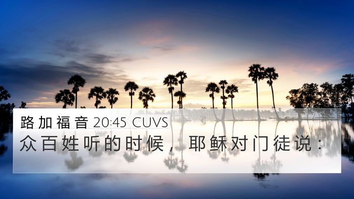 路 加 福 音 20:45 CUVS 4K Wallpaper - 众 百 姓 听 的 时 候 ， 耶 稣 对 门 - 4K Wallpaper Bible Verse