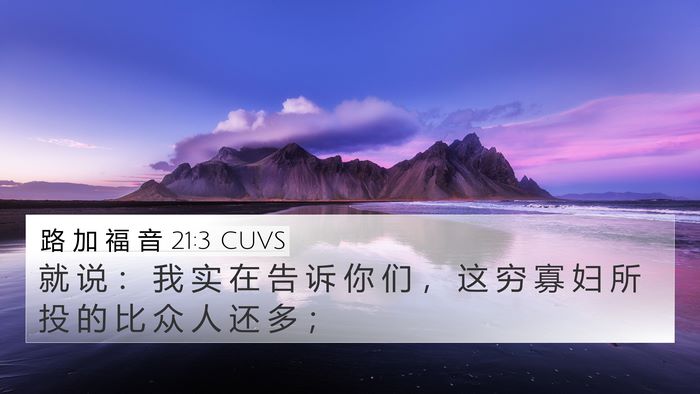 路 加 福 音 21:3 CUVS Bible Verse Image