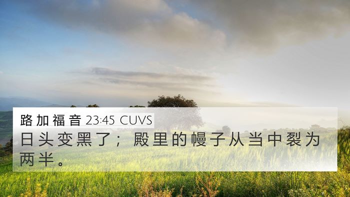 路 加 福 音 23:45 CUVS 4K Wallpaper - 日 头 变 黑 了 ； 殿 里 的 幔 子 从 - 4K Wallpaper Bible Verse