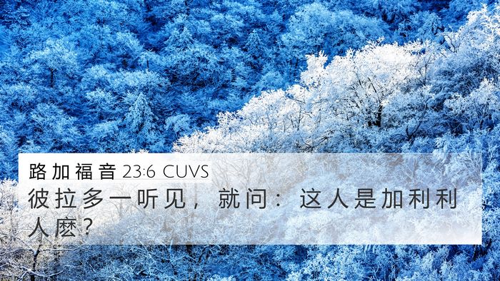 路 加 福 音 23:6 CUVS 4K Wallpaper - 彼 拉 多 一 听 见 ， 就 问 ： 这 人 - 4K Wallpaper Bible Verse