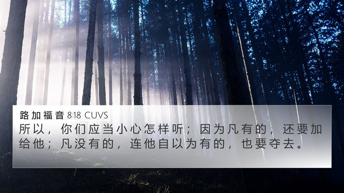 路 加 福 音 8:18 CUVS Bible Verse Image
