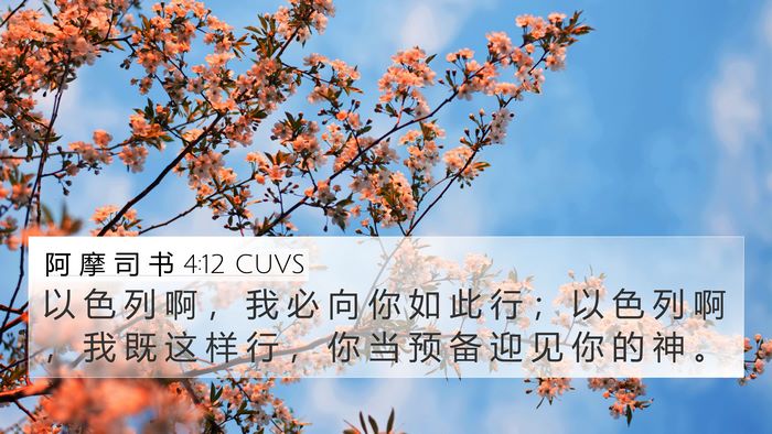 阿 摩 司 书 4:12 CUVS 4K Wallpaper - 以 色 列 啊 ， 我 必 向 你 如 此 行 - 4K Wallpaper Bible Verse