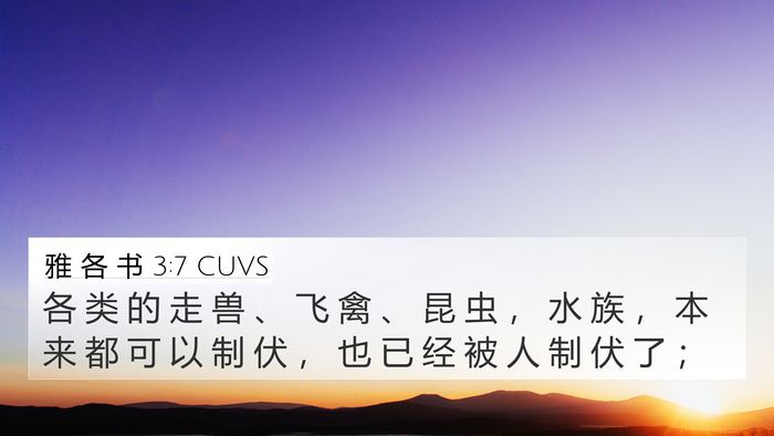 雅 各 书 3:7 CUVS 4K Wallpaper - 各 类 的 走 兽 、 飞 禽 、 昆 虫 ， - 4K Wallpaper Bible Verse
