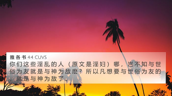 雅 各 书 4:4 CUVS Bible Verse Image