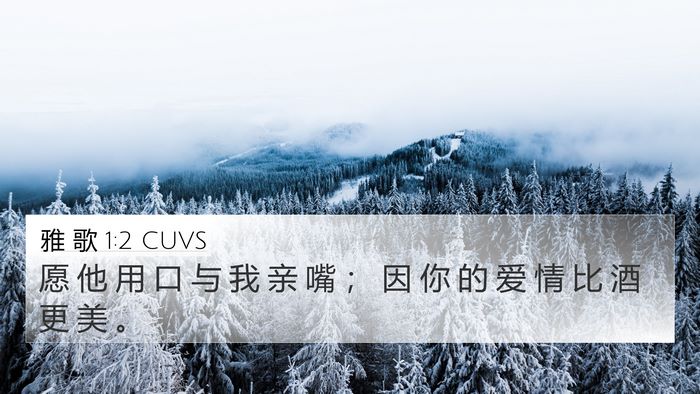 雅 歌 1:2 CUVS 4K Wallpaper - 愿 他 用 口 与 我 亲 嘴 ； 因 你 的 - 4K Wallpaper Bible Verse