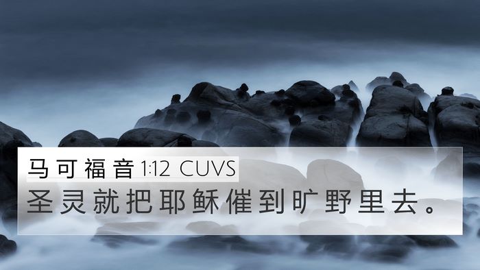 马 可 福 音 1:12 CUVS 4K Wallpaper - 圣 灵 就 把 耶 稣 催 到 旷 野 里 去 - 4K Wallpaper Bible Verse