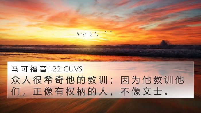 马 可 福 音 1:22 CUVS Bible Verse Image