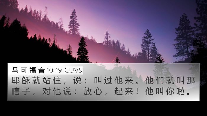 马 可 福 音 10:49 CUVS 4K Wallpaper - 耶 稣 就 站 住 ， 说 ： 叫 过 他 来 - 4K Wallpaper Bible Verse