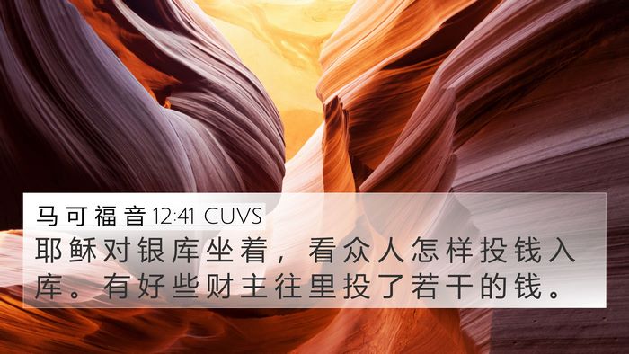 马 可 福 音 12:41 CUVS Bible Verse Image