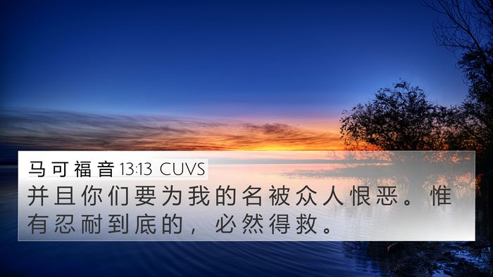 马 可 福 音 13:13 CUVS 4K Wallpaper - 并 且 你 们 要 为 我 的 名 被 众 人 - 4K Wallpaper Bible Verse