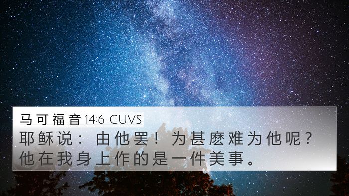 马 可 福 音 14:6 CUVS Bible Verse Image