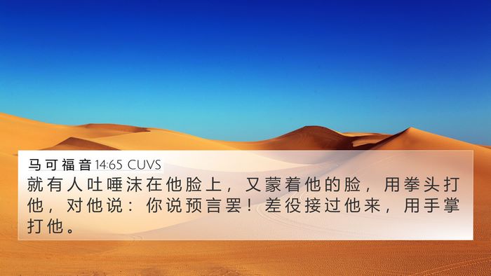马 可 福 音 14:65 CUVS Bible Verse Image