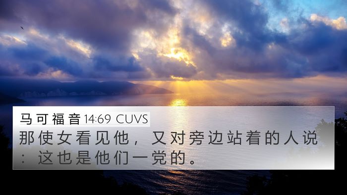 马 可 福 音 14:69 CUVS Bible Verse Image