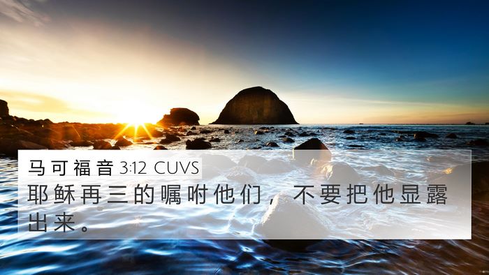 马 可 福 音 3:12 CUVS 4K Wallpaper - 耶 稣 再 三 的 嘱 咐 他 们 ， 不 要 - 4K Wallpaper Bible Verse