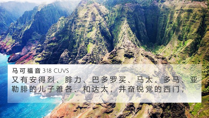 马 可 福 音 3:18 CUVS Bible Verse Image