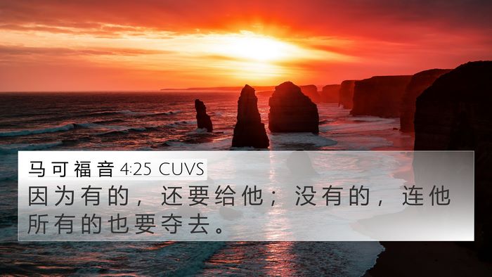 马 可 福 音 4:25 CUVS 4K Wallpaper - 因 为 有 的 ， 还 要 给 他 ； 没 有 - 4K Wallpaper Bible Verse