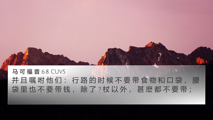 马 可 福 音 6:8 CUVS Bible Verse Image