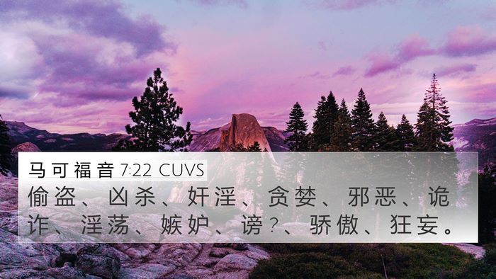 马 可 福 音 7:22 CUVS Bible Verse Image